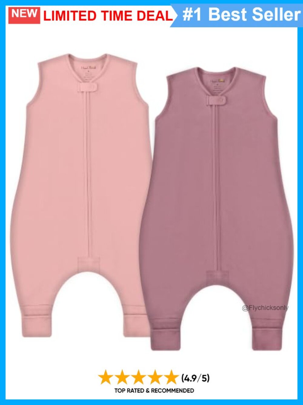 Organic Cotton Toddler Sleep Sack with Feet 1.0 TOG Wearable Blanket 2-Pack